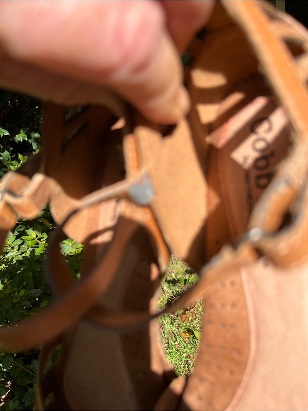 Cobb Hill Leather Sandals Women's Tan Cutout Ankle-Strap Flats * By New Balance - Picture 7 of 7